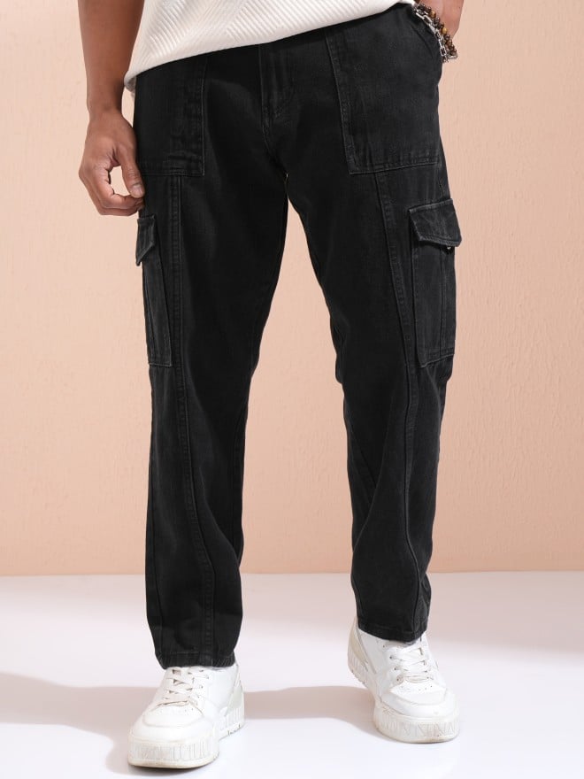 Highlander Men Black Tapered Fit Jeans