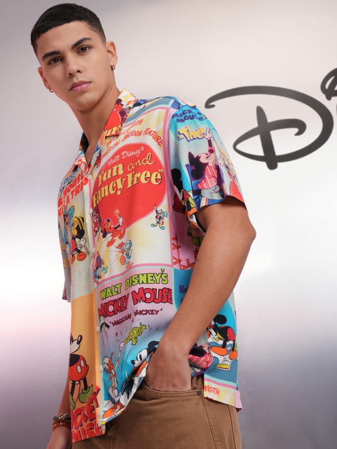 Disney By Highlander Men Multicolour Mickey And Friends Printed Relaxed Fit Casual Shirt