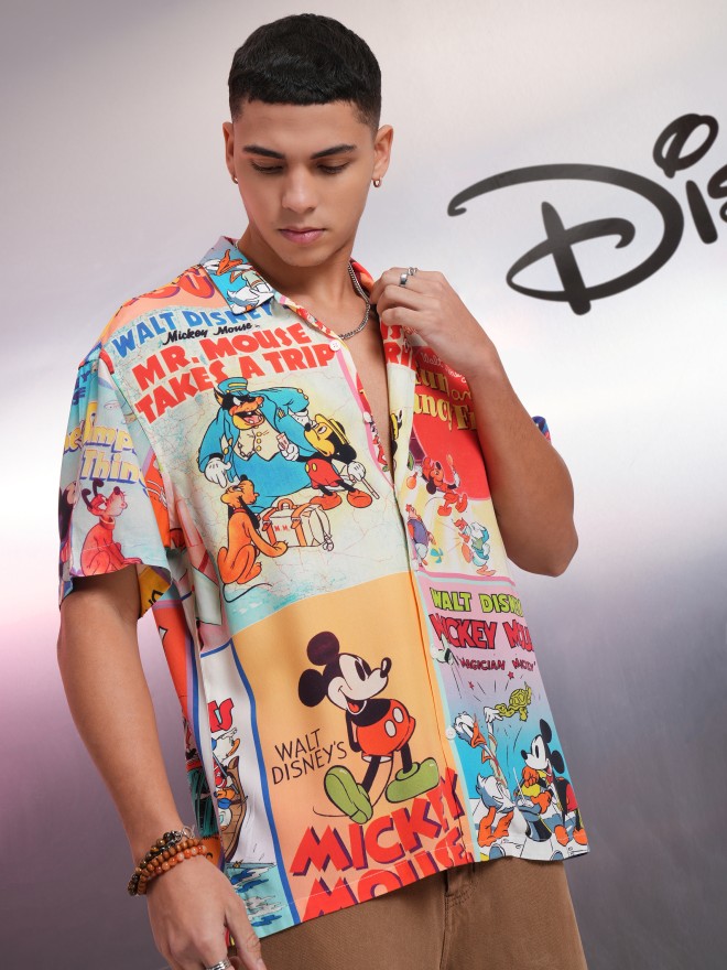 Disney By Highlander Men Multicolour Mickey And Friends Printed Relaxed Fit Casual Shirt